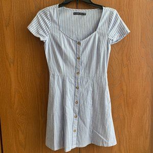 XXS A&F striped button down cotton dress pockets